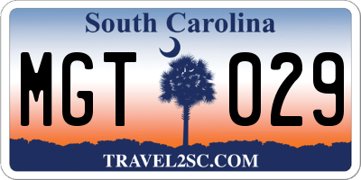 SC license plate MGT029