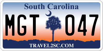 SC license plate MGT047