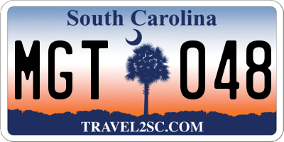 SC license plate MGT048