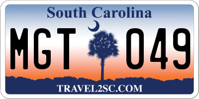 SC license plate MGT049
