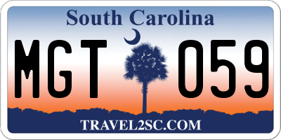 SC license plate MGT059