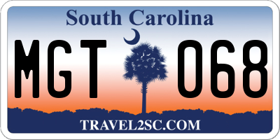 SC license plate MGT068
