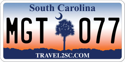SC license plate MGT077