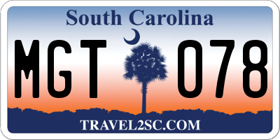 SC license plate MGT078