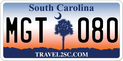 SC license plate MGT080