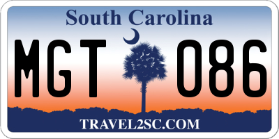 SC license plate MGT086