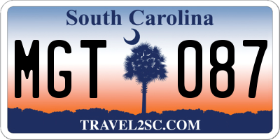 SC license plate MGT087