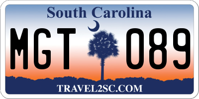 SC license plate MGT089