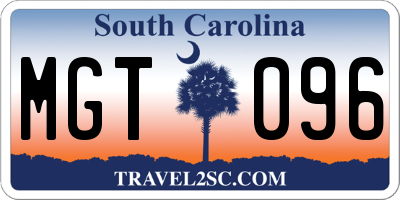 SC license plate MGT096