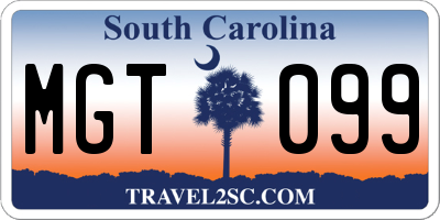 SC license plate MGT099