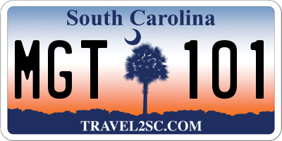 SC license plate MGT101