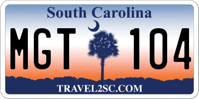 SC license plate MGT104