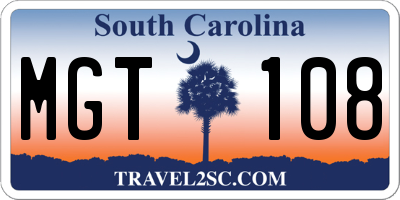 SC license plate MGT108
