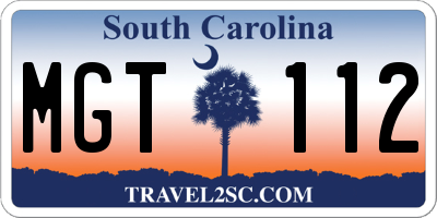 SC license plate MGT112