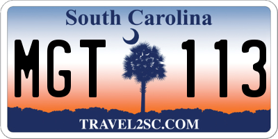 SC license plate MGT113