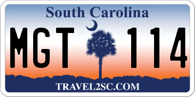 SC license plate MGT114