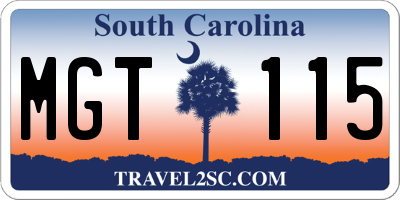 SC license plate MGT115