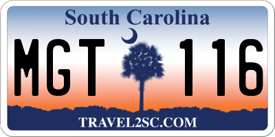 SC license plate MGT116