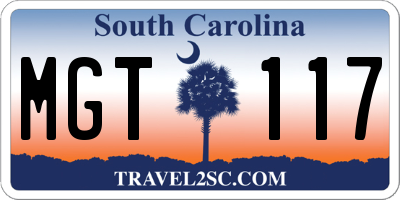 SC license plate MGT117