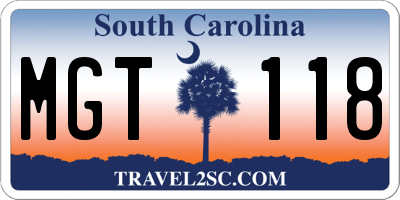 SC license plate MGT118