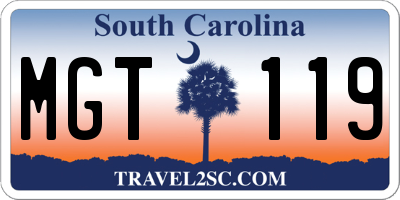 SC license plate MGT119