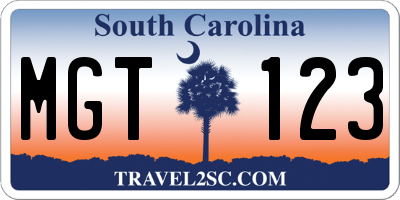 SC license plate MGT123