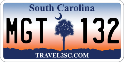 SC license plate MGT132