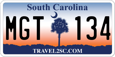 SC license plate MGT134