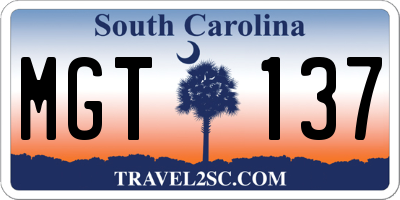 SC license plate MGT137