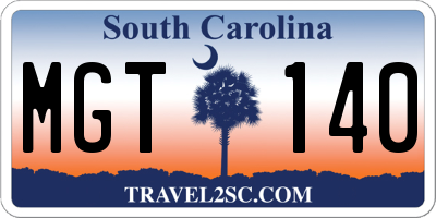 SC license plate MGT140