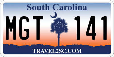 SC license plate MGT141