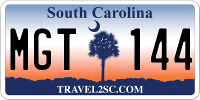 SC license plate MGT144