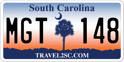 SC license plate MGT148