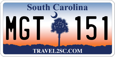 SC license plate MGT151