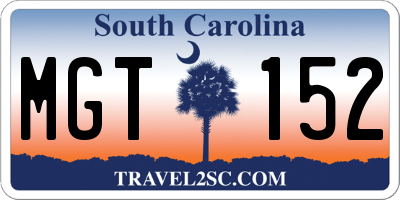 SC license plate MGT152