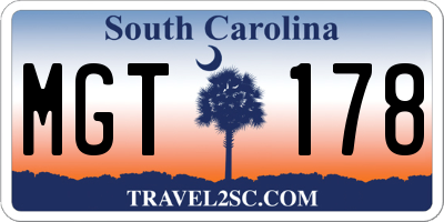 SC license plate MGT178