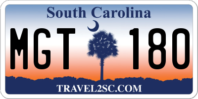 SC license plate MGT180