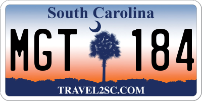 SC license plate MGT184