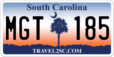 SC license plate MGT185