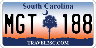 SC license plate MGT188