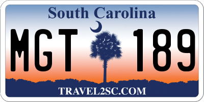 SC license plate MGT189