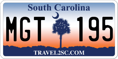 SC license plate MGT195