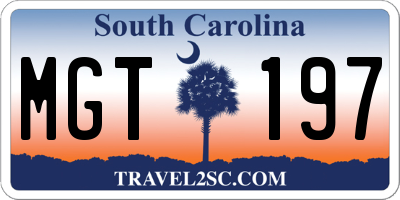 SC license plate MGT197