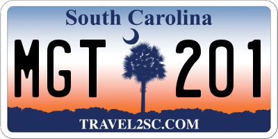 SC license plate MGT201