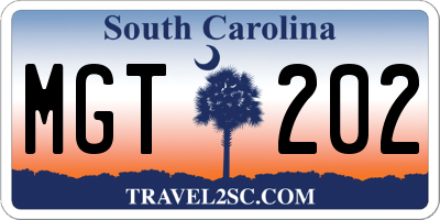 SC license plate MGT202