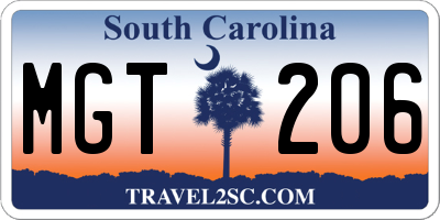 SC license plate MGT206
