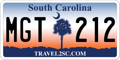 SC license plate MGT212