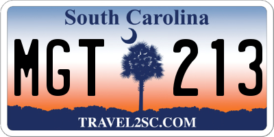 SC license plate MGT213