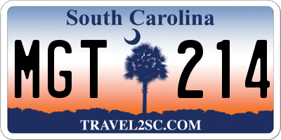 SC license plate MGT214