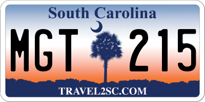 SC license plate MGT215